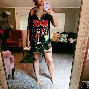 MissGuided Tie-dye AC/DC T-Shirt Dress